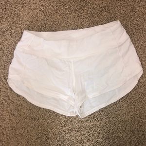 White Lululemon Speed Up Shorts